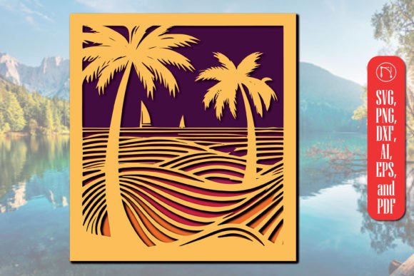 3D Layer Summer Sea Wall Art SVG