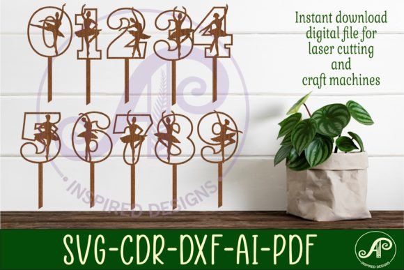 Ballerina Number Cake Toppers SVG Cut