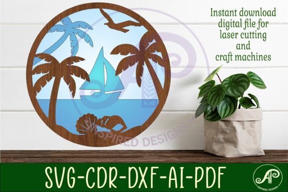 Beach Layered Wall Art Sign, SVG File