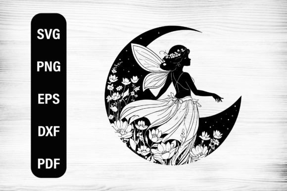 Fairy and Crescent Moon SVG Cut File: A Versatile Design for Creative Projects