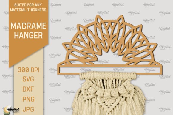 Hanger Macrame LaserCut. Boho Design SVG