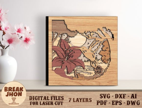Hummingbird 3D Laser Cut File-Break Jhon