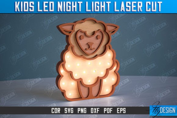 Kids Led Night Light Sheep Design CNC