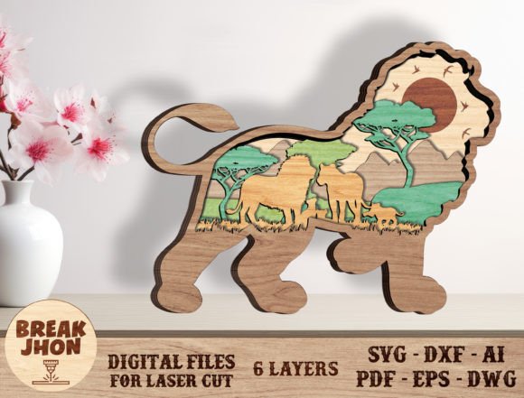 Layered Family Lion Cut File- Break Jhon: A Creative Solution for Laser Enthusiasts