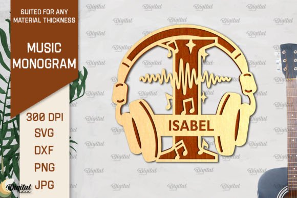 Letter I SVG. Music Monogram Laser Cut: A Versatile Digital Design for Creative Projects
