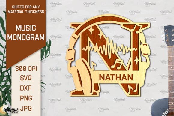 Letter N SVG. Music Monogram Laser Cut – A Creative Digital Tool for Every Project