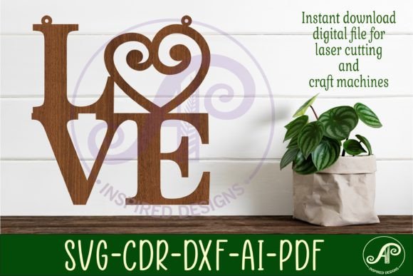 Love Word with Swirl Heart Wall Art Sign: A Versatile Digital Design for Creative Projects