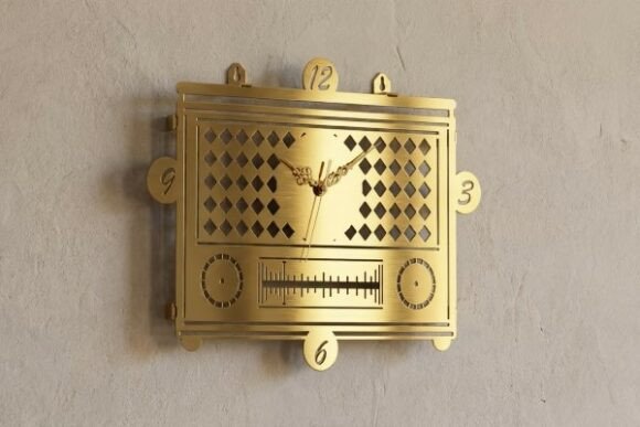 Metal Radio Design Clock DXF-DWG File: A Perfect Blend of Style and Functionality