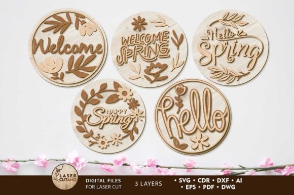 Spring Wall Panels Set, Multilayer Files