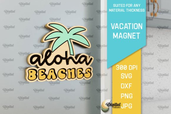 Vacation Wooden Magnet Laser Cut Design